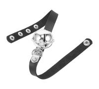 IMIKEYA Adjustable Collar for Dog with Bell 12.60-15.72in Pu Leather Black Punk Style Stylish Breathable Comfortable Pet Collar for Cats and Kittens Christmas Weddings