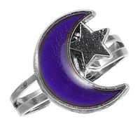 IMIKEYA Adjustable Open Design Color Changing Mood Ring Silver Tone Star and Moon Shape Jewelry Temperature Sensitive for Party and Fun Jewelry for Women
