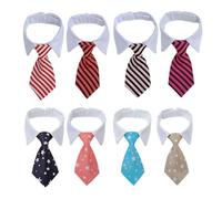 IMIKEYA Adjustable Pet Neckties Comfortable Polyester Cotton Material for Dogs and Cats 8pcs with Stripe Design Self-adhesive Tape Closure Random Color for Party and Holiday Accessories