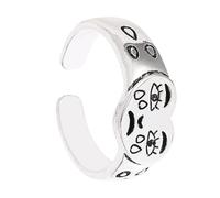 IMIKEYA Adjustable Retro Style Silver Alloy Fashion Ring Love Heart Shape and Decorative Features, Easy to Take, for Jewelry Collection and Party Rings