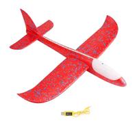 IMIKEYA Airplane Model Glider for Manual Throwing with LED Lights in Plane Head Construction for and Parent Interaction Red