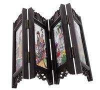 IMIKEYA Antique Chinese Panel Screen Divider Folding Small Mini Screen for Home Decoration with Resin and Frosted Glass Black Retro for Room Decorations Assorted style
