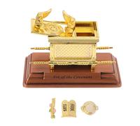 IMIKEYA Ark the Covenant Decorative Religious Figurine, Zinc Alloy Tabletop Statue with Functional Lid, Aaron's Rod, Manna Container and Tablets for Home Decor and Collection