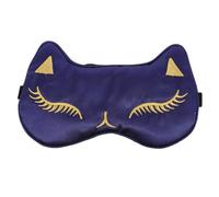 IMIKEYA Artificial Silk Cartoon Cat Eye Mask with Adjustable Buckle, Navy Blue Sleep Blindfold for Women and Men, Shading Eye Cover for Travel and Meditation