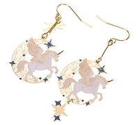 IMIKEYA Asymmetrical Unicorn Drop Earrings for Women Alloy Dangle Earrings Celestial Design Creative Ear Jewelry for Girls Unique Ear Decor 1 Pair