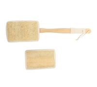 IMIKEYA Back Brush for Shower and Shower for Your Back Bath Exfoliating Brush with Long Handle Natural Loofah Sponge and Wood Handle for Bathroom Use Comfortable Touch Easy to Hold