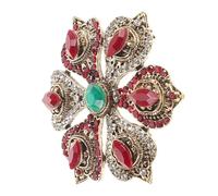 IMIKEYA Baroque Rhinestone Brooch Pin Gold Red Hollow Badge Six Treasure for Women Vintage Dress Accessory Jewelry Festive Christmas Lapel Pin for Special Occasions