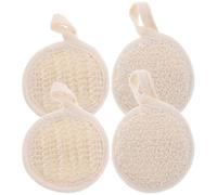 IMIKEYA Bath Scrubber for Body Loofah Pad Body Scrubber Face Loofah Scrub Pad 100% Natural Cotton Lightweight Flexible Circular Beige Exfoliating Sponge for Shower Use by Men and Women