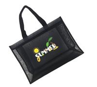 IMIKEYA Beach Swimming Bag Handheld Bag Black Nylon and Net Yarn Large-capacity Storage for Household Clothes and Sundries Storage Travel