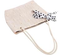 IMIKEYA Beige Straw Woven Tote Bag with Fine Woven Texture, Portable and Lightweight Handbag for Many Occasions and Going the Beach