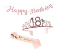 IMIKEYA Birthday Crown and Sash with Glitter Rhinestones Party Etiquette Belt and Decorative Banner Elegant Birthday Supplies for Women Celebration