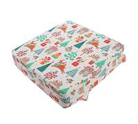 IMIKEYA Boy Girl Dining Chair Booster Cushion Seat Mat for Ages Removable Cover Compact Design for Dining Out Secure Straps for Safety Cartoon Christmas Tree Pattern
