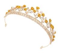 IMIKEYA Bridal Crown Rose Flower Crown Headband Delicate Design Metal Alloy Light Weight Not Easy to Deform Or Break Won't Easily Fall off Women Wedding Prom Hair Accessories