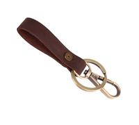 IMIKEYA Brown Faux Leather Key Ring Hanging Pendant with Secure Chain Creative Vintage Style Key Accessory and Add Decorative Charm