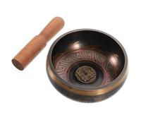 IMIKEYA Buddhist Pottery Chanting Bowl for Meditation and Yoga Practices Wooden Mallet for Spiritual Relaxation and Sound Healing