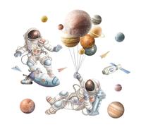 IMIKEYA Cartoon Astronaut Wall Stickers Starry Wall Decoration Removable Waterproof PVC for Living Room Nursery Room Background