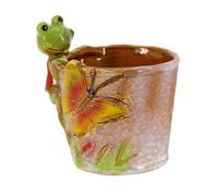 IMIKEYA Cartoon Frog Ceramic Flower Pot Green Mini round Style