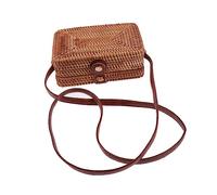 IMIKEYA Casual Hand Woven Rattan Crossbody Bag for Women Square Mini Shoulder Bag Stylish Beach Travel Accessory Elegant Design for and Daily Use