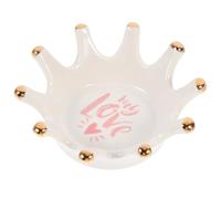 IMIKEYA Ceramic Crown Nail Pen Dappen Dish for Nail Art and Make-up with Pink Colour Delicate Design from Getting Dirty and Holding Eyebrow Pencil
