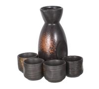 IMIKEYA Ceramic Japanese Sake Set with Tokkuri Bottle and Ochoko Cups for Hot Saki Serving Elegant Traditional Design for Home and Restaurant Temperature-Preserving Porcelain Wine