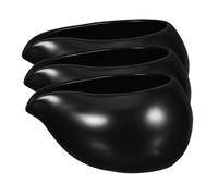 IMIKEYA Ceramic Milk Pitcher Set Sauce Boat with Guide Port Design 3pcs and Gravy Container Vintage Nordic Style Milk Dispenser Black Ceramic Pot Creamer for Home and Hotels