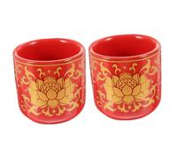 IMIKEYA Ceramic Water Container Cups with Smooth Design round Shape 2pcs Lasting Use Buddhist Worship Cups for Home Decoration or Temple Use for Ritual and Meditation