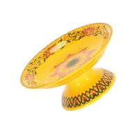 IMIKEYA Ceramics Fruit Plate Thick Polished Surface and Anti-Skid Bottom, Yellow Creative Temple Tribute Tray for Buddha Hall and Buddhist Ceremonies, Classic Fine Workmanship