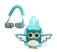 IMIKEYA Child Strap Backpack with Wrist Link Anti-Lost Preschool Backpack in Green Nylon Cartoon Owl Pattern for Toddlers and Babies Safe and Comfortable Travel Safety Bag
