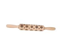 IMIKEYA Christmas Pattern Wooden Rolling Pin for Baking Embossed Dough Roller with Snowflake and Star Design Non Slip Handle Natural Easy Clean Surface for Cookies and Pastries