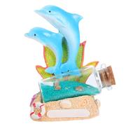 IMIKEYA Coastal Dolphin Figurine with Random Sand Drift Bottle and Seashell Decor Sea Animal Sculpture for Home Office Desk Aquarium Fish Tank Landscape Ornament Multipurpose Theme