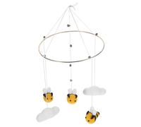 IMIKEYA Creative Bee Cloud Pendant Metal Ring and Woolen Yarn, Nordic Style Indoor Scene Decor, Easy to Decorate Comfortable Hand Touch Yellow Hanging Ornament