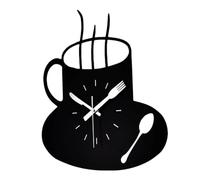 IMIKEYA Creative Coffee-looking Hanging Wall Clock for Home, Modern Acrylic Material with Silent No-ticking Feature, Stylish Black Design for Living Room Decor