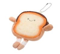 IMIKEYA Creative Mini Zipper Purse in Cute Toast Bread Shape with Hanging Chain, Multifunctional Compact Little Purse and Headphones Bag for Back to School Decor and Young People