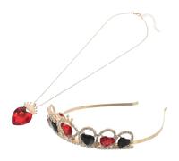 IMIKEYA Crystal Crown Tiara and Necklace for Birthday Wedding Bling Crown Headpiece Heart Pendant Princess Costume Jewelry for Women
