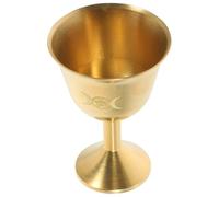IMIKEYA Decorative Copper Offering Cup for Buddhist Worship Medium Holy Grail Chalice with Triple Moon Pentagram Design Anti-Aging Brass Desktop Ornament for Ritual Use and Home Display