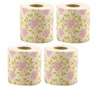 IMIKEYA Decorative Toilet Paper Rolls Bamboo Pulp 4 Pack Rose Pattern Bathroom Tissue for Daily Use
