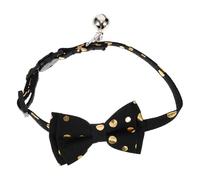 IMIKEYA Detachable Black Double-layer Bowknot Cat Collar with Safety Breakaway Buckle and Bell, Comfortable Pet Neck Decor for Kittens and Cats