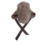 IMIKEYA Detective Role Play Hat Plaid Cloth Deerstalker with Double Brim, Adjustable Ear Flap, 58cm, for Adults, School Events and Dress