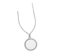 IMIKEYA DIY Small Round Rhinestone Pendant Sublimation Blank Jewelry Making Charm Necklace Accessory for Custom Photo Printing and Creative Crafting