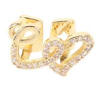 IMIKEYA Double Heart Copper Teeth Grill with Micro Pave Rhinestones, Gold Tone Costume Mouth Accessory for Men Women, Comfortable Party and Daily Wear Fake Tooth Cap Jewelry