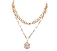 IMIKEYA Double-layered Chained Necklace for Women Vintage Moon Star Pendant Adjustable Alloy Jewelry Stylish Stackable Design for Birthday Prom Dating Christmas Outfits