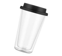 IMIKEYA Double Wall Insulated Coffee Mug with Silicone Lid High Borosilicate Glass Heat-Resistant Beverage Cup for Hot and Cold Drinks and Break-Resistant Transparent Glass Holder