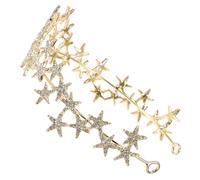 IMIKEYA Elegant Golden Wedding Tiara for Lightweight Rhinestone Alloy Star Headband Comfortable for Long Time Wearing Bridal Proposal Party Headpiece