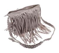 IMIKEYA Elegant Grey Tassel Messenger Bag for Women Adjustable Shoulder Strap Zipper Closure Stylish Crossbody Tote for Travel Shopping School Daily Essentials