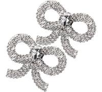 IMIKEYA Elegant Silver Bow Decorative Shoe Clips Rhinestone Crystal for Wedding Parties and Graduation Season Easy to Carry Alloy Shoe Accessories