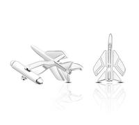 IMIKEYA Fashion Airplane Cufflinks for Men and Women, Practical Copper Material with Silver Finish, Stylish and Creative Shirt Sleeve Nail Accessories for Birthday Parties and Weddings