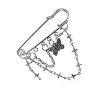 IMIKEYA Fashion Hip Hop Butterfly Cross Chain Brooch Pin for Men and Women Decorative Casual Clothing Accessory Stylish Lapel Corsage Parties and Everyday Wear