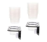 IMIKEYA Feeding Bowl Reptile Feeding Ledge Double Cups Water Bowls Plastic Black for Reptile Tank Use Random Color