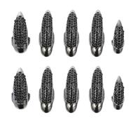 IMIKEYA Fingernail Claw Rings with Secure Fit Nail Claw Rings 10pcs Black Rhinestones Easy to Wear Gothic Style Zinc Alloy for Halloween Parties for Festival and Costume Accessories