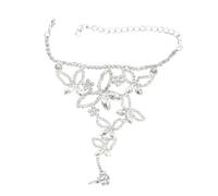 IMIKEYA Floral Crystal Hand Chain for Latin Dance and Prom, Silver | Elegant Lightweight Fit, Comfortable Touch, Bridesmaids and Family Occasions, Sparkling Finish